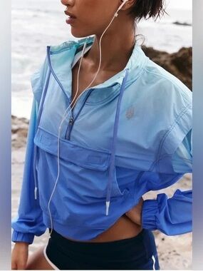 FP Movement by Free People Ombre Blue Pullover Windbreaker